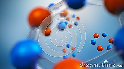 3d illustration of molecule model. Science background with molecules and atoms. Cartoon Illustration