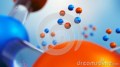 3d illustration of molecule model. Science background with molecules and atoms. Cartoon Illustration