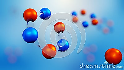 3d illustration of molecule model. Science background with molecules and atoms. Cartoon Illustration