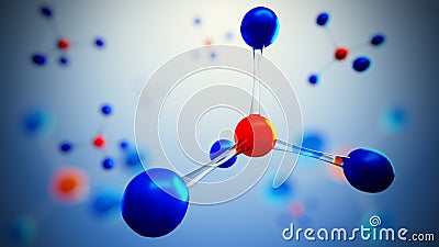 3d illustration of molecule model. Science background with molecules and atoms. Cartoon Illustration