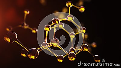 3d illustration of molecule model. Science background with molecules Cartoon Illustration