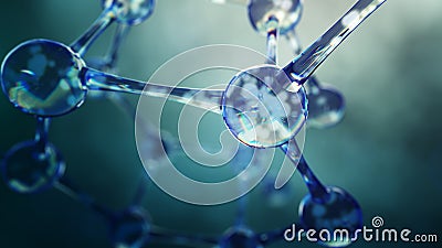 3d illustration of molecule model. Science background with molecules Cartoon Illustration