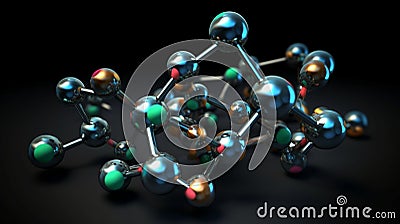 3d illustration of molecule model. Science background wit Cartoon Illustration