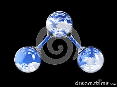 3d Illustration, molecule of ozone isolated black Stock Photo