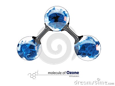 3d Illustration, molecule of ozone, isolated white Stock Photo