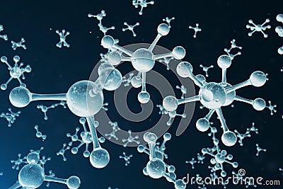 3D illustration molecule structure. Scientific medical background with atoms and molecules. Scientific background for Cartoon Illustration