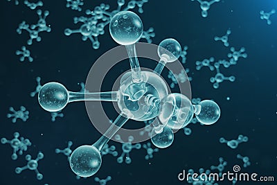 3D illustration molecule structure. Scientific medical background with atoms and molecules. Scientific background for Cartoon Illustration