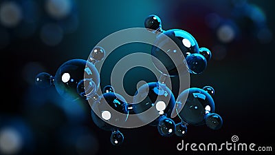 3D illustration molecules. Atoms bacgkround. Medical background. Molecular structure at the atomic level. Cartoon Illustration