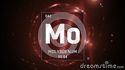 Molybdenum as Element 42 of the Periodic Table 3D illustration on red background Cartoon Illustration