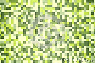 3d illustration: mosaic abstract background, colored blocks white, light and dark green, verdant, leafy, emerald color. Spring, Su Cartoon Illustration
