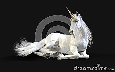 Mythical White Unicorn Posing with Clipping Path. Stock Photo