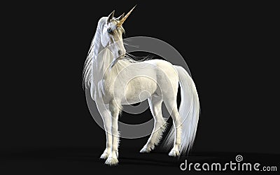 Mythical White Unicorn Posing with Clipping Path. Stock Photo