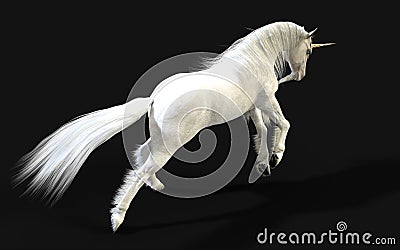 Mythical White Unicorn Posing with Clipping Path. Stock Photo