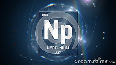 Neptunium as Element 93 of the Periodic Table 3D illustration on blue background Cartoon Illustration