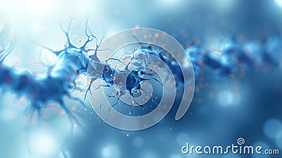 3D illustration of a neuron. The neuron is the basic functional unit of the nervous system Cartoon Illustration