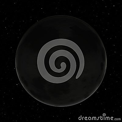 3D illustration of New Moon, the most dark lunar phase of our satellite Cartoon Illustration