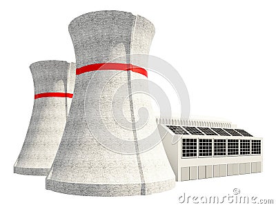 3D Illustration of Nuclear power station Stock Photo