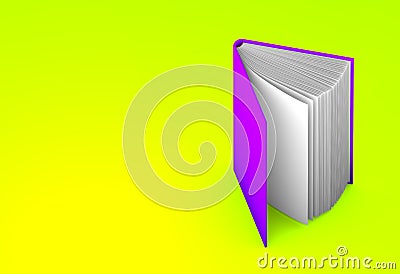 Beautiful very detailed pink half opened book, knowledge concept isolated on green - 3d illustration of object Cartoon Illustration