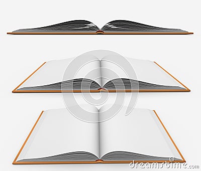 3d illustration of object - high detail golden book that is fully open, knowledge concept isolated on white background Cartoon Illustration