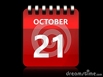 3d 21 october calendar Cartoon Illustration