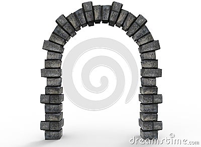 3d illustration of old arch way Cartoon Illustration