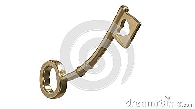 3d illustration of an old key for heart with erection Stock Photo