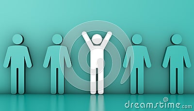 3D illustration one person stands out from a large mass of people Cartoon Illustration