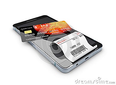 3d Illustration of Online shopping concept. Smartphone with credit card Stock Photo