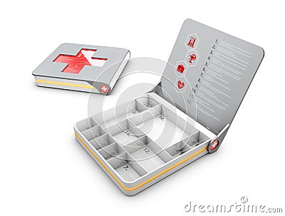 3d Illustration of Open and close First aid kit box Stock Photo