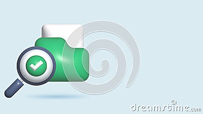3d illustration open mail envelope icon with magnifying glass. Render approvement concept Cartoon Illustration