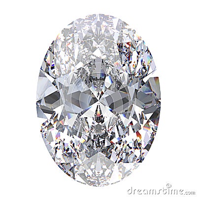 3D illustration oval diamond stone Cartoon Illustration