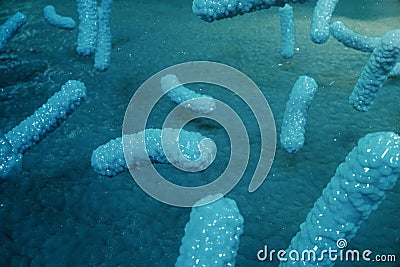 3D illustration pathogenic viruses causing infection in host organism. Viral disease epidemic. Virus abstract background Cartoon Illustration