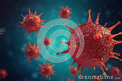 3d illustration pathogenic viruses causing infection in host organism, Viral disease outbreak, virus abstract background Cartoon Illustration