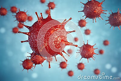 3d illustration pathogenic viruses causing infection in host organism, Viral disease outbreak, virus abstract background Cartoon Illustration