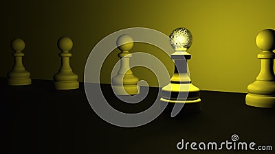 Pawn Leadership Concept 3D Illustration Cartoon Illustration