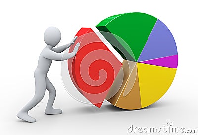 3d man completing pie chart Stock Photo