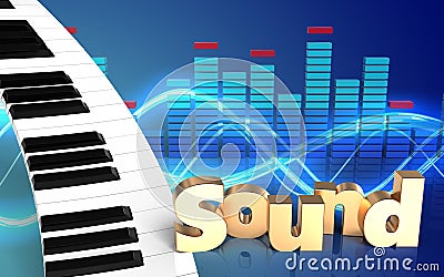 3d spectrum piano keyboard Cartoon Illustration