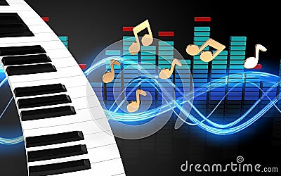 3d spectrum piano keyboard Cartoon Illustration