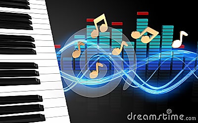 3d spectrum piano keys Cartoon Illustration