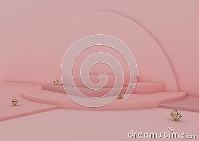 3D illustration pink, platform for wares Cartoon Illustration