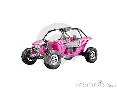 3D illustration of an pink rally car on white background no shadow Cartoon Illustration