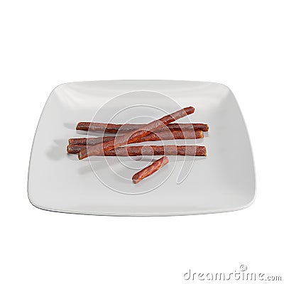 3D illustration of a plate with sausages isolated on white background Cartoon Illustration