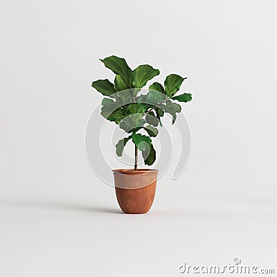 3d illustration of potted ficus isolated on white background Cartoon Illustration