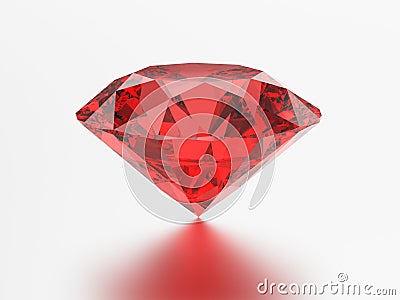 3D illustration red emerald round ruby gemstone with reflection Cartoon Illustration