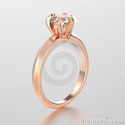 3D illustration red gold traditional solitaire engagement pec he Cartoon Illustration
