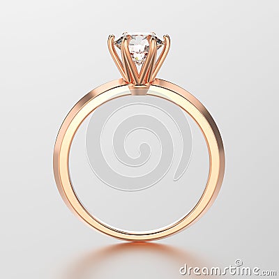 3D illustration red gold traditional solitaire engagement pec he Cartoon Illustration