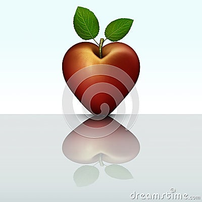 Apple Heart Love Cartoon Illustration