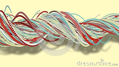 3D illustration,3D rendering, abstract geometric background, circle point line together into a line Rotate together into a rope Cartoon Illustration
