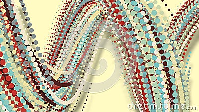 3D illustration,3D rendering, abstract geometric background, circle point line together into a line Rotate together into a rope Cartoon Illustration