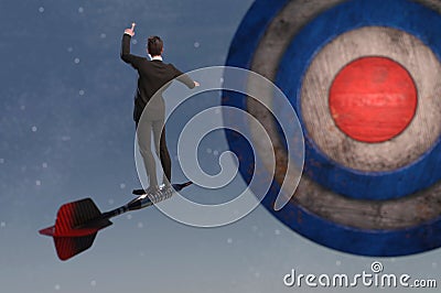 3D Illustration , 3d rendering . Businessman on arrow dart Stock Photo